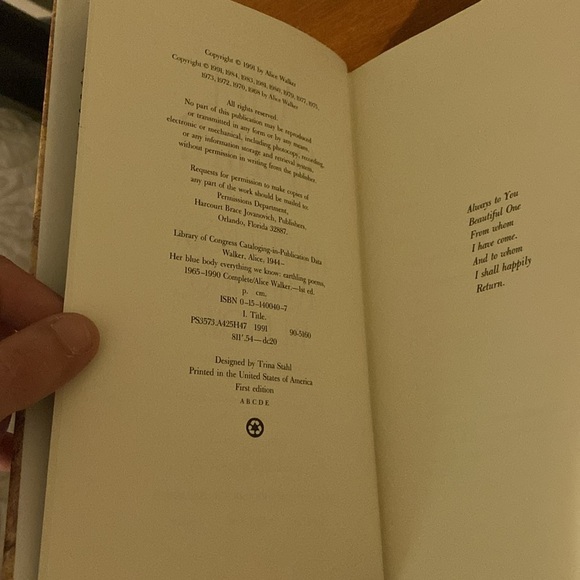 Her Blue Body Everything We Know by Alice Walker First Edition/First Print Book - Picture 11 of 12